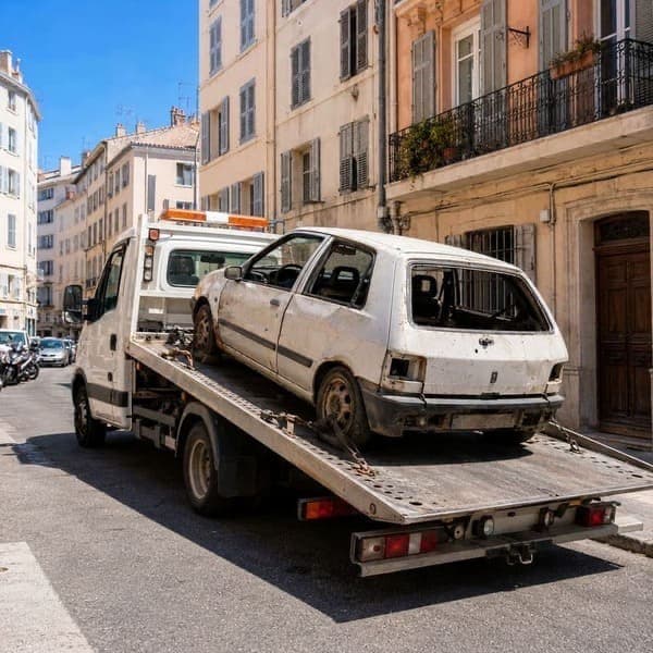 Enlèvement d'un véhicule hors d'usage par une dépanneuse
